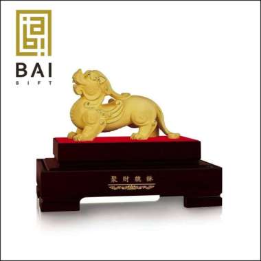 BAI GIFT Patung Pajangan Pixiu Lapis Emas 24k Patung Pixiu Feng Shui Lapis Emas 24k Emas