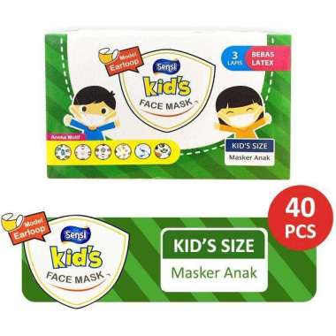 Jual Sensi Kids Mask 3ply Headloop Motif Isi 40 Masker ...