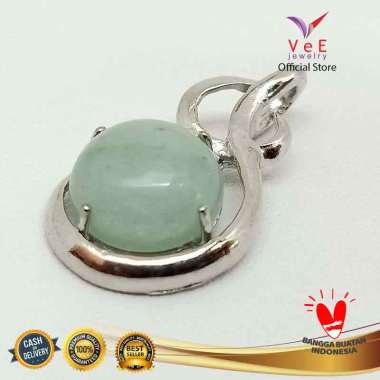 Vee Model Melodi  Batu Giok Burma Liontin Unisex - Hijau