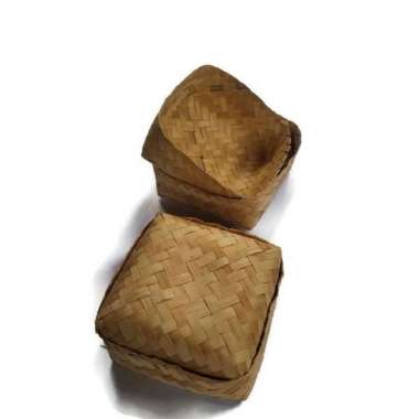 Besek bambu set / tempat packing makanan anyaman bambu 17cm x 17 cm