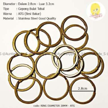 28MM RING GANTUNGAN KUNCI BLACK NIKEL/ATG BESI BAKAR/BAHAN STAINLESS ATG-BESI BAKAR
