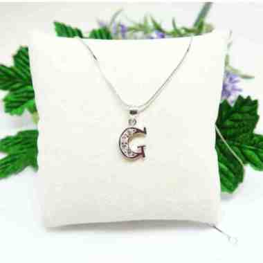 KALUNG LIONTIN HURUF ALPHABET PERAK SILVER 925 LAPIS EMAS PUTIH ASLI