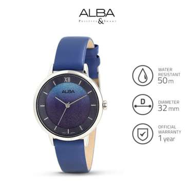 Jam Tangan Kulit Wanita Biru Alba AH8639 Quartz Analog Original