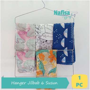 Nafisa Display [1 Pc] Gantungan Jilbab 6 Susun Kawat Besi Tebal Hanger Kerudung Organizer Hijab HJL