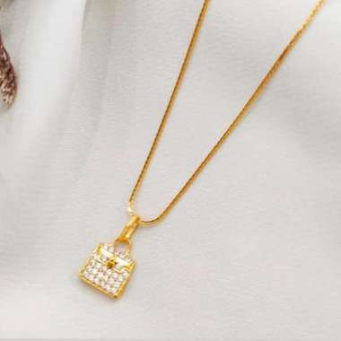 Set kalung dan Liontin model bag permata elegant emas asli - liontin