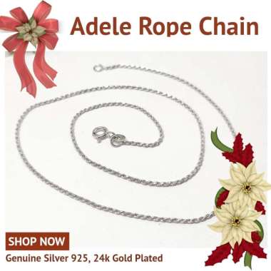 BCK057 PERHIASAN KALUNG RANTAI TAMBANG ADELE PERAK SILVER 925 LAPIS EMAS ASLI ORIGINAL