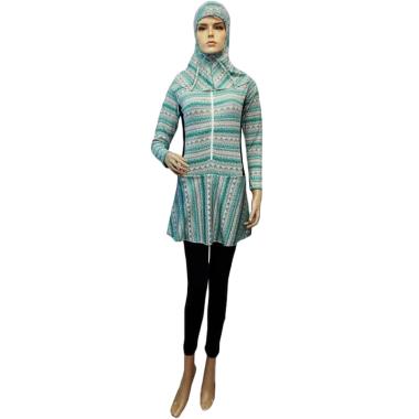 Jual Rainy Collections Motif Abstrak Daun Hitam Baju Renang Muslim