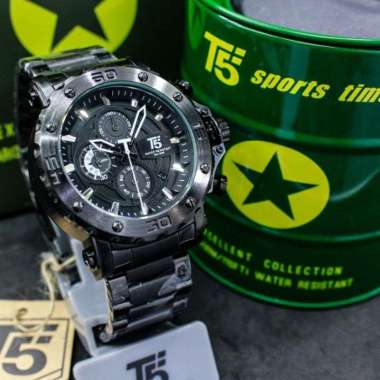 Jam Tangan Fashion Jam tangan pria T5 H 3702 original T5 H3702 Analog rantai Black