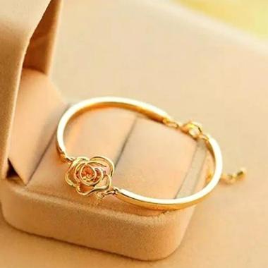 Lila G43 Lapis Emas Aksen Mawar Permata Gelang Wanita GOLD