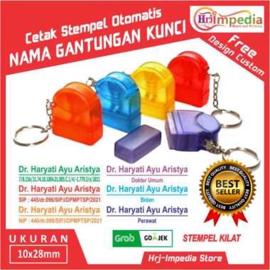 Cetak Cap Stempel Gantungan Kunci Nama Dokter Otomatis Warna Flash { Cetak Stempel