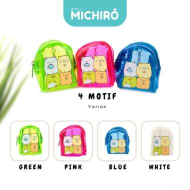 MIchiro Dompet Koin Plastik Neon Transparan Dengan Gambar Sumikko White