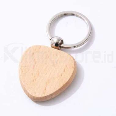 Gantungan Kunci Kayu Custom Logo Grafir Laser Ukir Nama Wood Keychain 1 Sisi -Hati