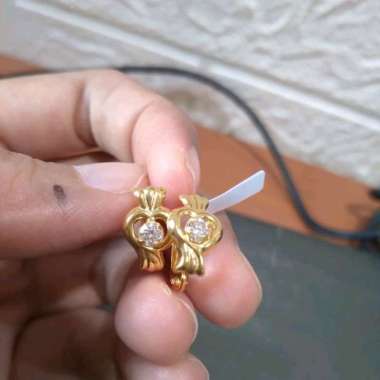 giwang model mahkota zirkon elegant emas asli