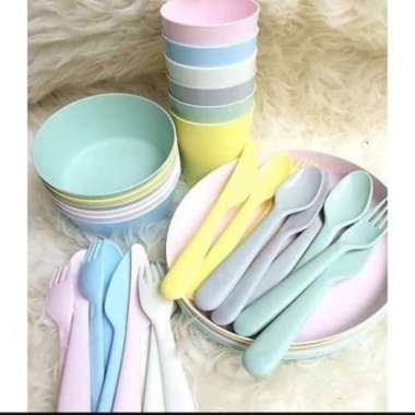 Set Makan Anak BPA FREE/ Piring Gelas Mangkuk Sendok Makan Anak Warna gelas - pastel