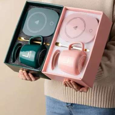 mug penghangat set gelas pemanas gift hampers mug warmer hadiah termos Warna