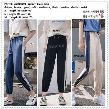 AB838508 Celana Panjang Santai Joger Jogger List Wanita Korea Import