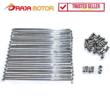 RajaMotor Bima Ruji Jari-Jari Roda Velg Yamaha Depan RX King Ukuran 10 x 180 32pcs - Chrome Chrome