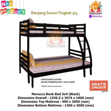 ranjangRanjang Susun Ranjang Tingkat Kayu Bunk Bed MOROCCO 120/90 Hitam