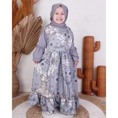 Gamis Anak Syari Maxmara Marwah 5 - 11 Tahun S Abu Muda