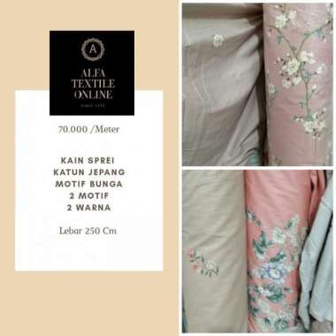 Alfa Textile Kain Sprei Katun Jepang Motif Bunga Lebar 250 Cm Soft Pink Motif Bunga -