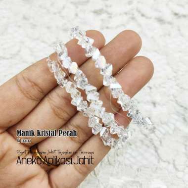 1 RENTENG MANIK MOTE BATU KRISTAL PECAH 6MM ABU