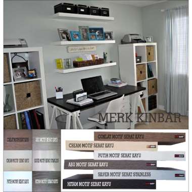 Rak Dinding/Ambalan/Melayang/Floating Shelf MERK KINBAR M404 40x15x4cm - ABU MOTIF SERAT KAYU
