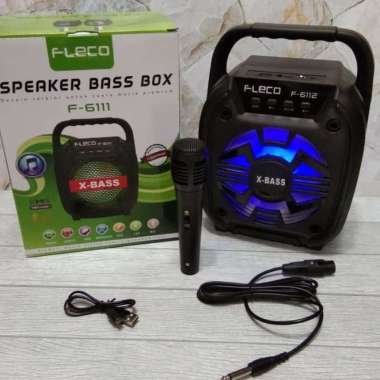 Speaker Karaoke 6,5 inch F-6111/6112 Plus Mic Speaker Bass Bluetooth hitam