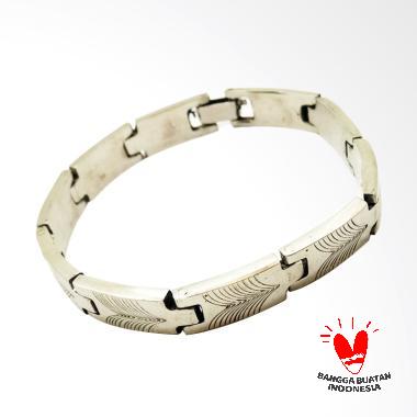 Vee Model Rantai Jam Baja Putih Gelang Pria [VGPBP19/ 9x3] Silver White