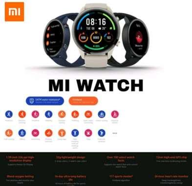 Jual Xiaomi Mi Watch Navy Blue Agustus 2022 - Garansi Resmi & Harga