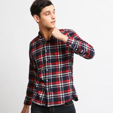 Jual MENTLI Ben Flannel Shirt Kemeja Pria - Biru Online