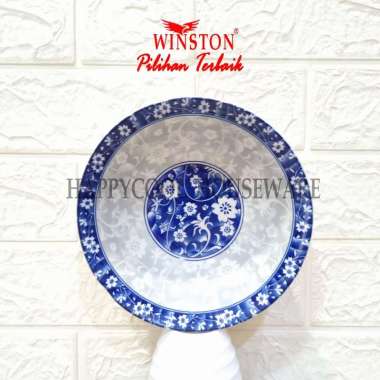 WINSTON Mangkok Keramik 7IN Bunga  /Mangkok Dalam /Mangkok Makan Porcelain 18cm Bunga Biru