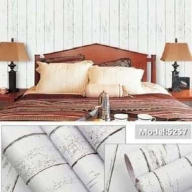 BOBI Wallpaper Dinding Sticker Kayu Putih Putih