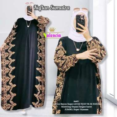 Puspa Kaftan Wanita Rayon Premium Kaftan Jumbo Batik Dress Gamis Bigsize LD 160 cm Kaftan Sumatra Hi