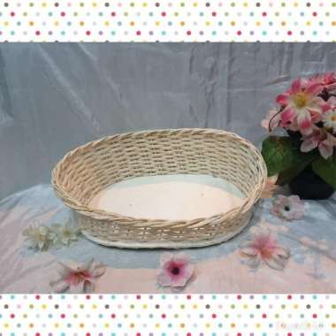 [K4S] Keranjang rotan oval sandar 31X22X6-12 parcel buah seserahan Natural