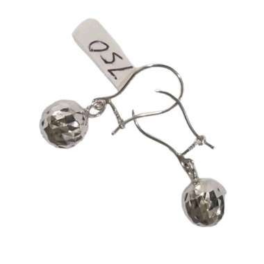 Anting Kait Bola Crystal Elegant Emas Putih Asli