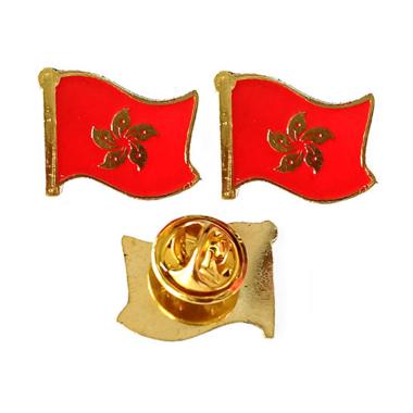 Mulyocreative Hongkong Pin Bendera [2 pcs] Emas