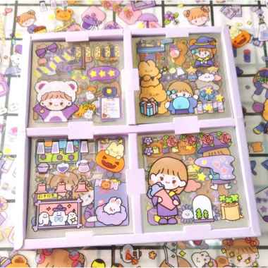 Sticker Animasi Lucu / Stiker Dekorasi Alat Tulis Botol Kotak Makan isi 25 100pcs Box Ungu
