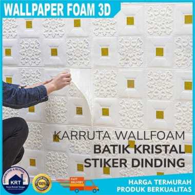 Wallpaper Foam 3D Batik Kristal 35x35 Wall Sticker Dinding Plafon warna 3MM KRSLT GOLD