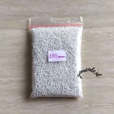 MANIK PASIR 12/0 MANIK PASIRAN MANIK MANIK KECIL POLOS 100 gram Putih