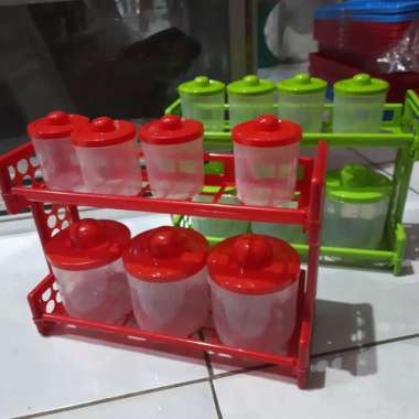 Kitchen Set Wadah Tempat Bumbu Cellini Rak susun 2 & 7 Toples Plastik
