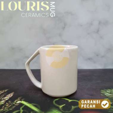 HOMECO 1pcs Mug Louris Collection 320ml | Gelas Keramik | Mug Antik Putih
