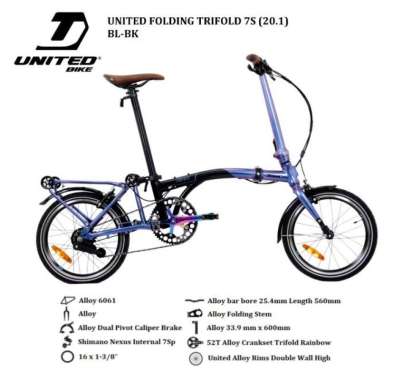 Jual United Trifold 11 Speed Gold Edition Sepeda Lipat [16