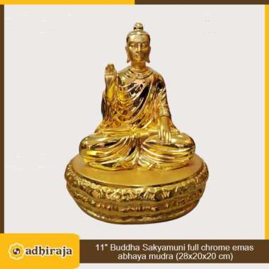 Rupang Patung Arca Buddha Sakyamuni / Gautama Abhaya Mudra Emas 11"