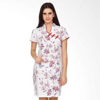 Jual FBW Shanghai Cheongsam Batik Bunga Dress - Putih