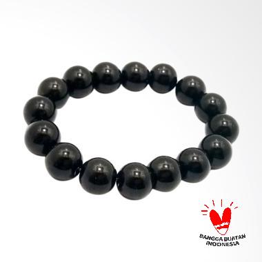 Vee Batu Giok Black Jade Dim 12 Gelang Terapi Kesehatan Hitam