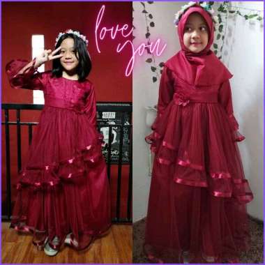 Baju Pesta Anak / Gaun Pesta Anak Muslim Umur 3 tahun - 12 tahun gamis anak dress anak 11-12 tahun