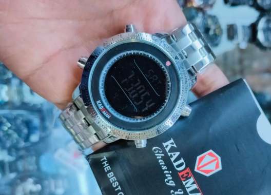BERGARANSI 100% Jam Tangan Pria KADEMAN DUALTIME ORIGINAL Water Resistant Rantai Stainlees Steel Jam