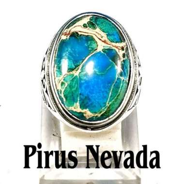 CINCIN BATU AKIK NATURAL PIRUS BIRU NEVADA RING 10