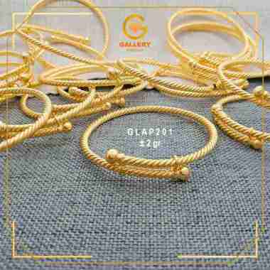 GELANG ANAK BAYI EMAS ASLI KADAR 375 (8K) KODE GLAP 201 MODEL SIMPLE UNTUK USIA 0 HINGGA 24 BULAN 6K