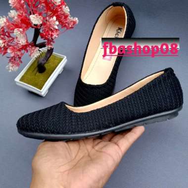 lautan sepatu flatshoes sepatu wanita lidah polos hitam